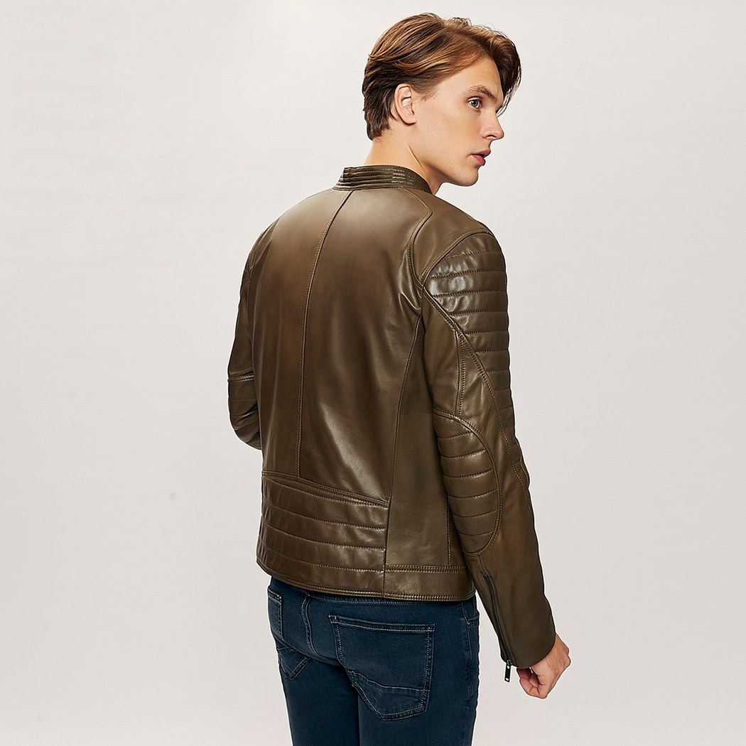 Teddeo Erkek Deri Motorcu Mont