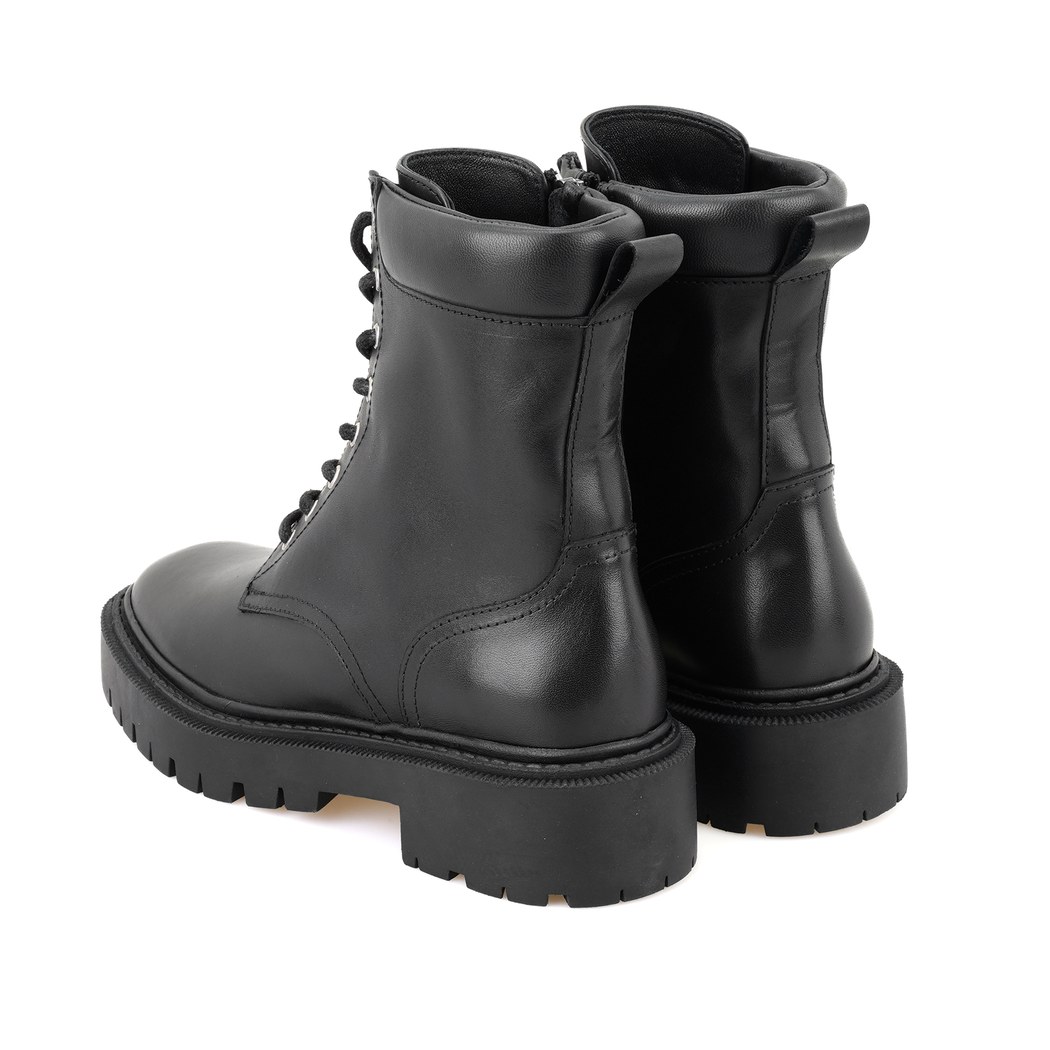 Teemo Siyah Kadın Fermuarlı Deri Postal Bot