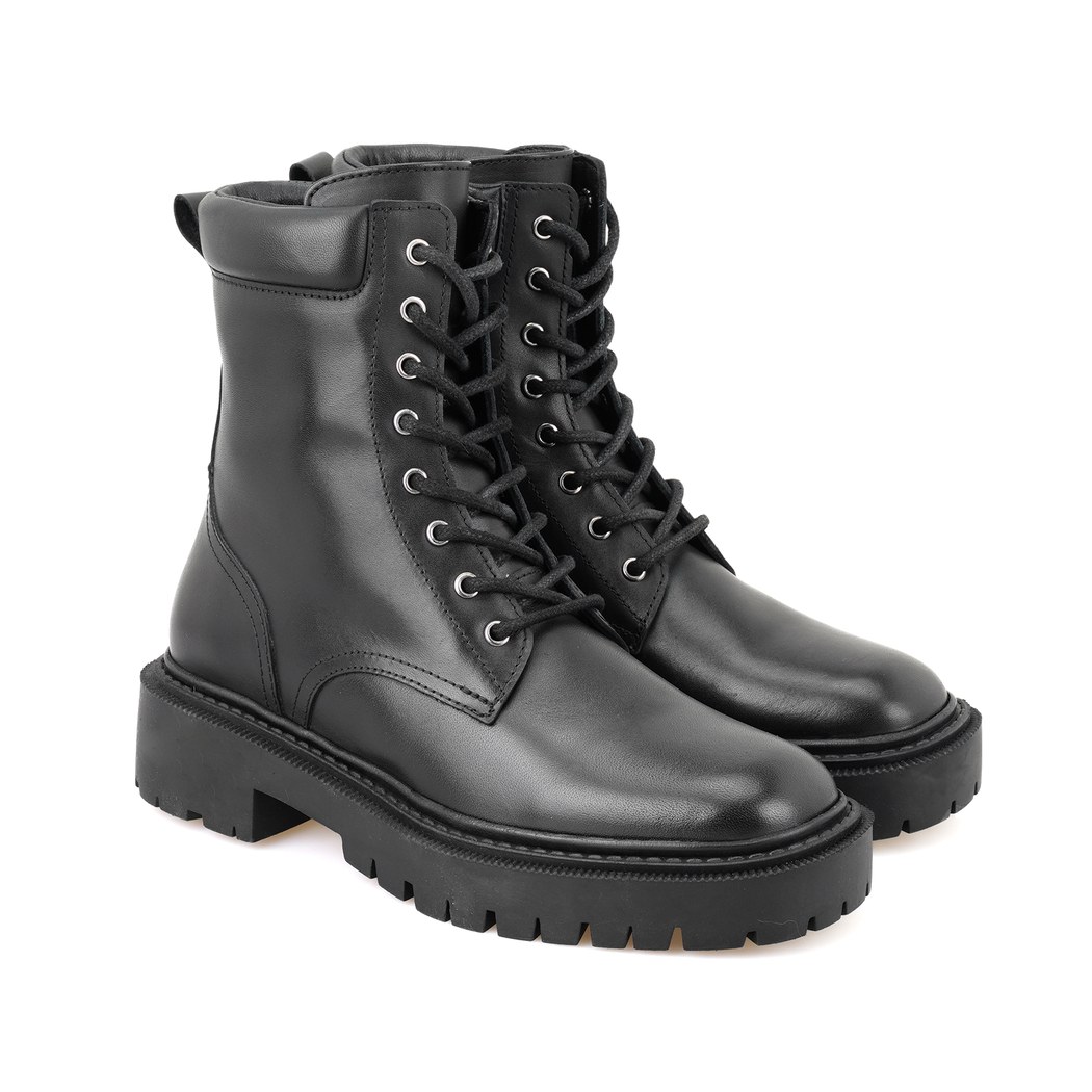 Teemo Siyah Kadın Fermuarlı Deri Postal Bot