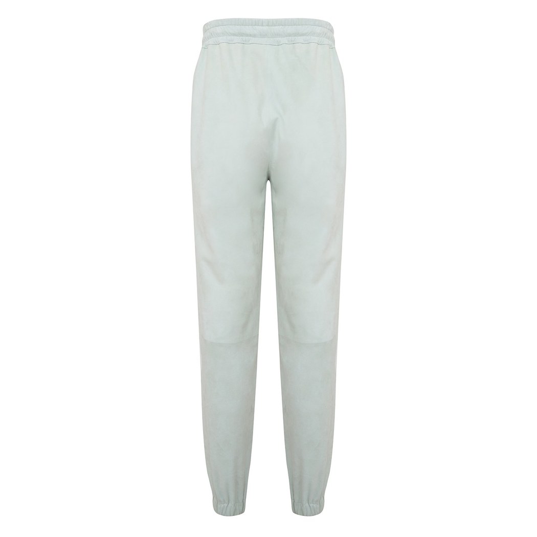 Tekla Yeşil Kadın Yüksek Bel Süet Jogging Deri Pantolon