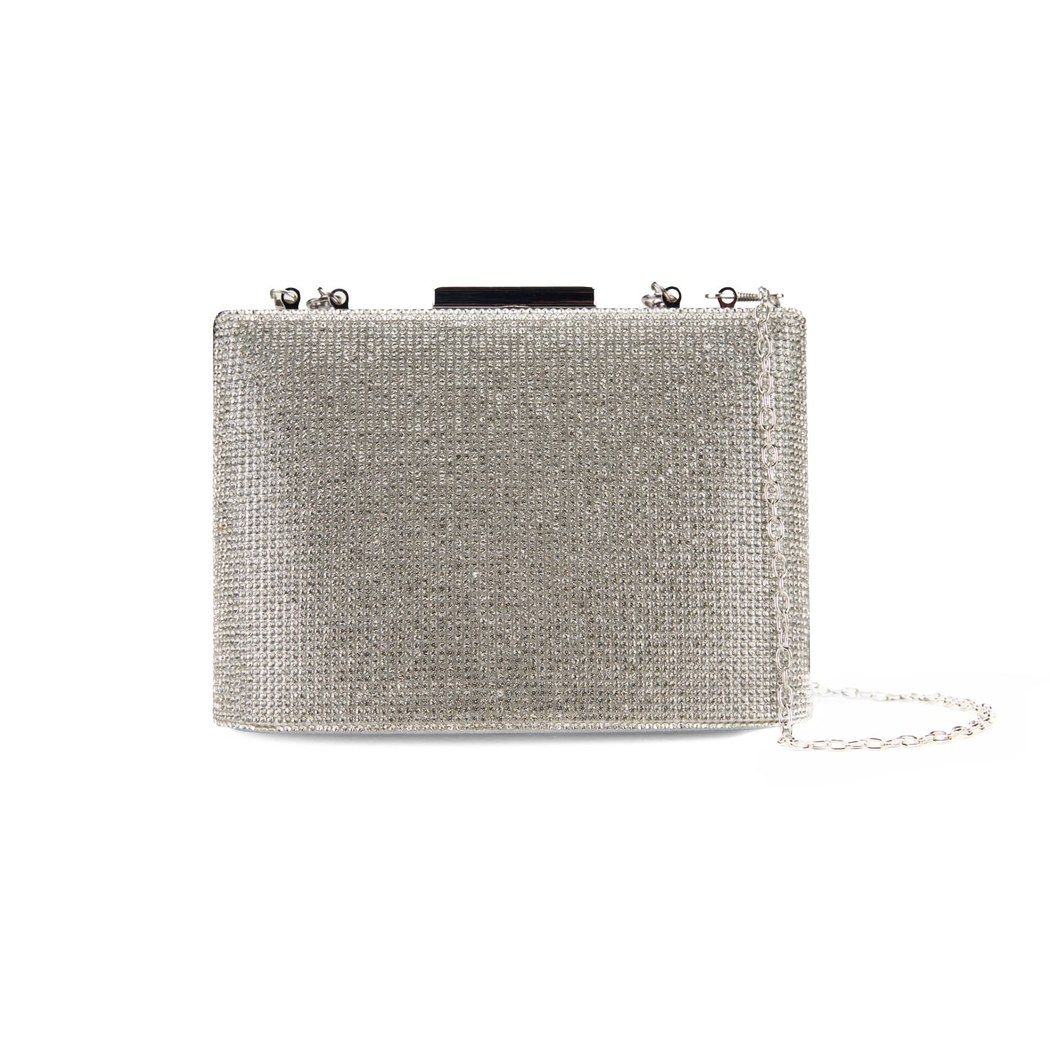 Teresa Gümüş Kadın Parlak Taşlı Gece Çantası