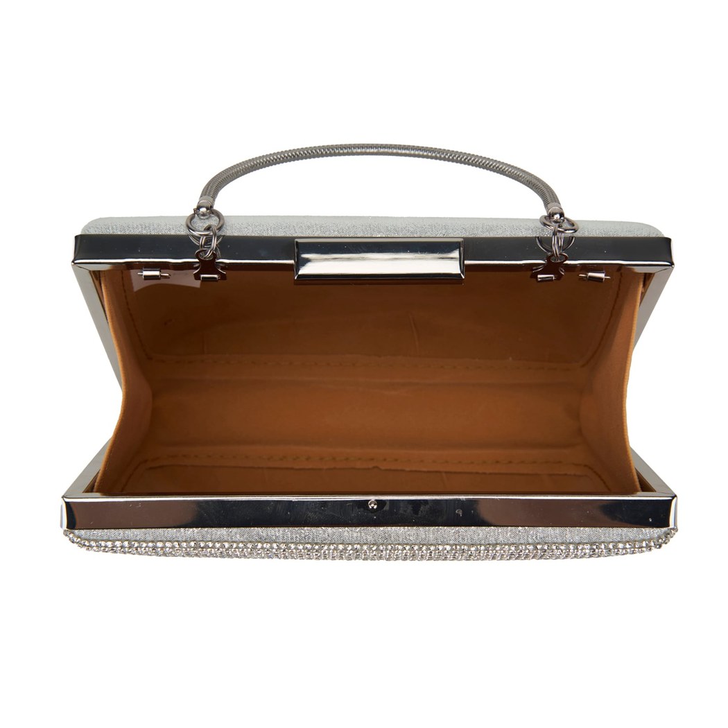 Teresa Gümüş Kadın Parlak Taşlı Gece Çantası