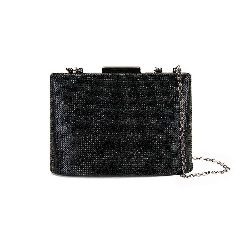 Teresa Siyah Kadın Parlak Taşlı Gece Çantası