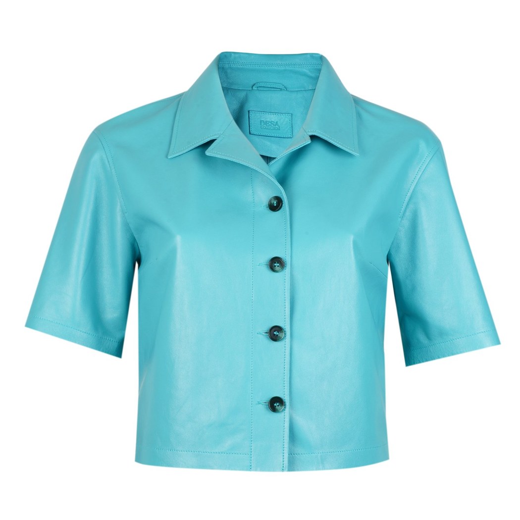 Teresina Turkuaz Kadın Deri Gömlek