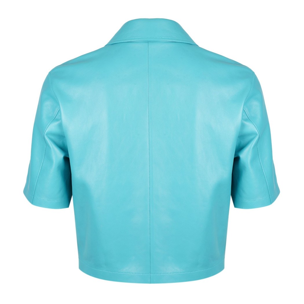 Teresina Turkuaz Kadın Deri Gömlek