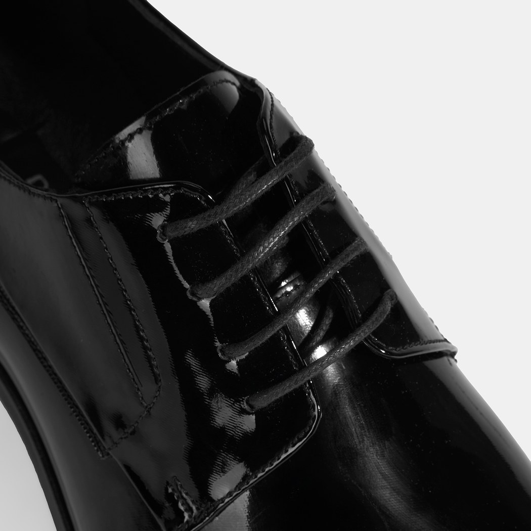 Therese Siyah Erkek Bağcıklı Rugan Klasik Ayakkabı