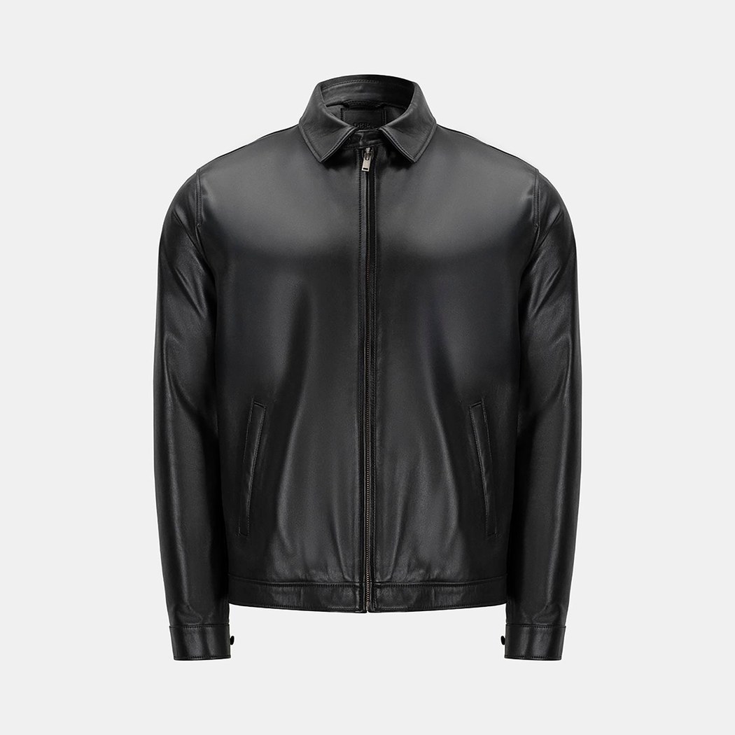 Thomas Erkek Siyah Deri Mont