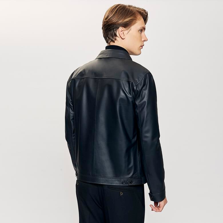 Thomas Erkek Siyah Deri Mont