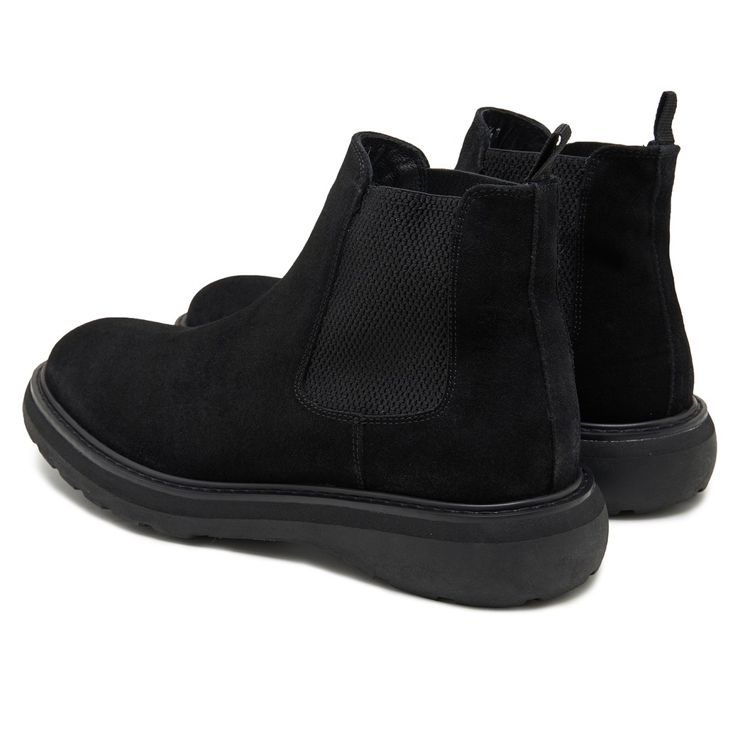 Tina Siyah Erkek Yandan Lastikli Süet Deri Chelsea Bot