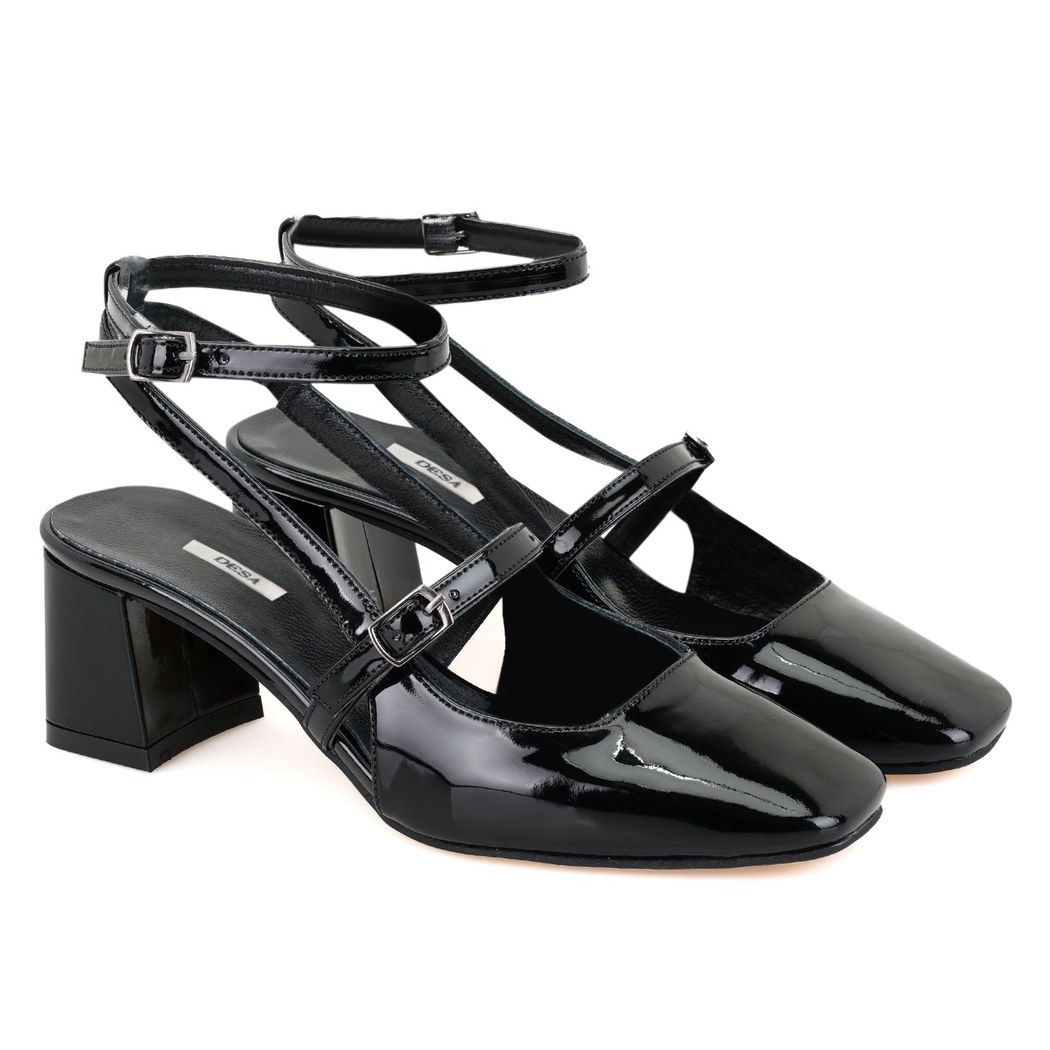 Tristan Siyah Kadın Topuklu Deri Klasik Ayakkabı
