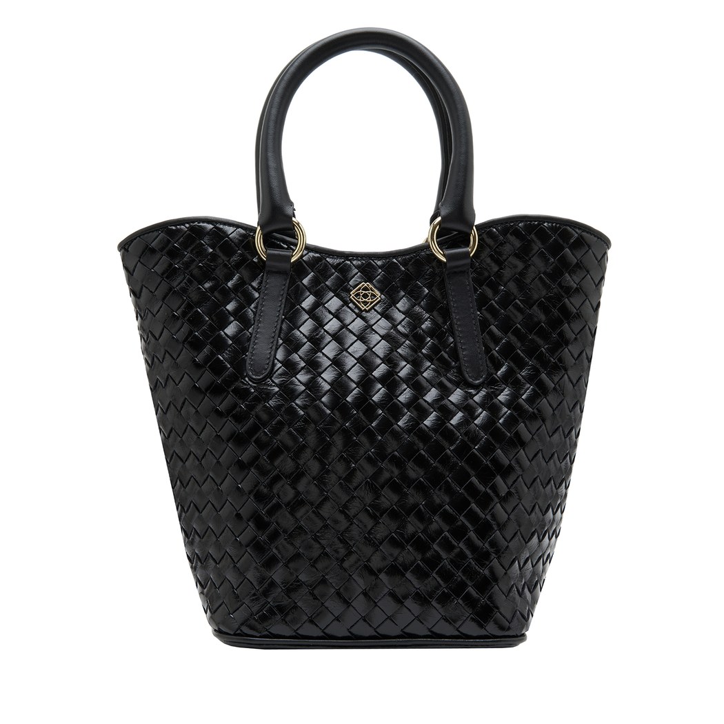 Tulip Siyah Kadın Örgü Deri El Çantası