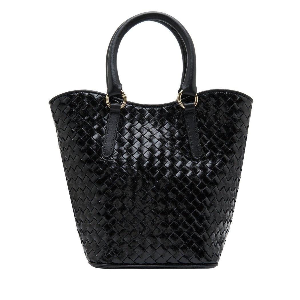 Tulip Siyah Kadın Örgü Deri El Çantası