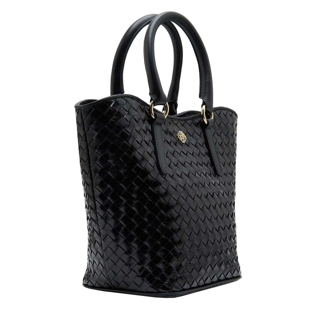 Tulip Siyah Kadın Örgü Deri El Çantası