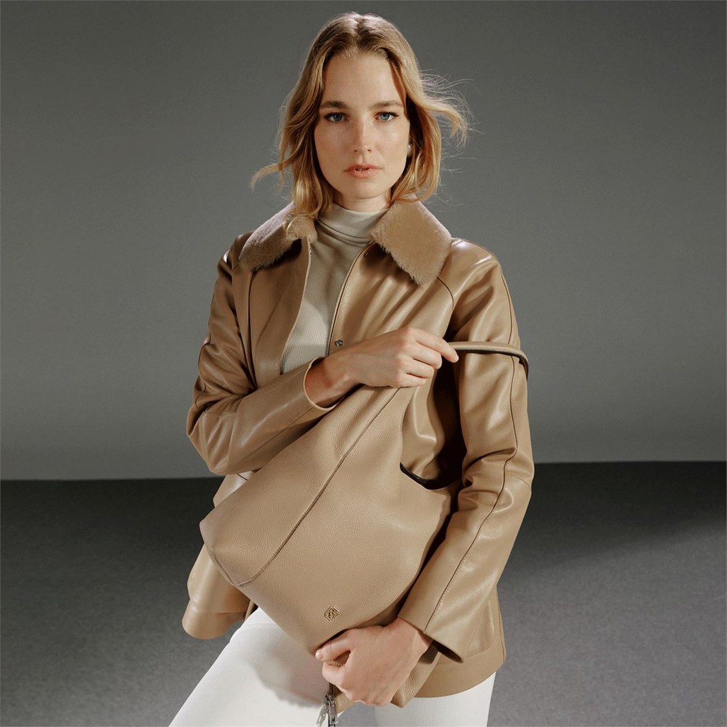 Tulipko Bej Kadın Deri Omuz Çantası