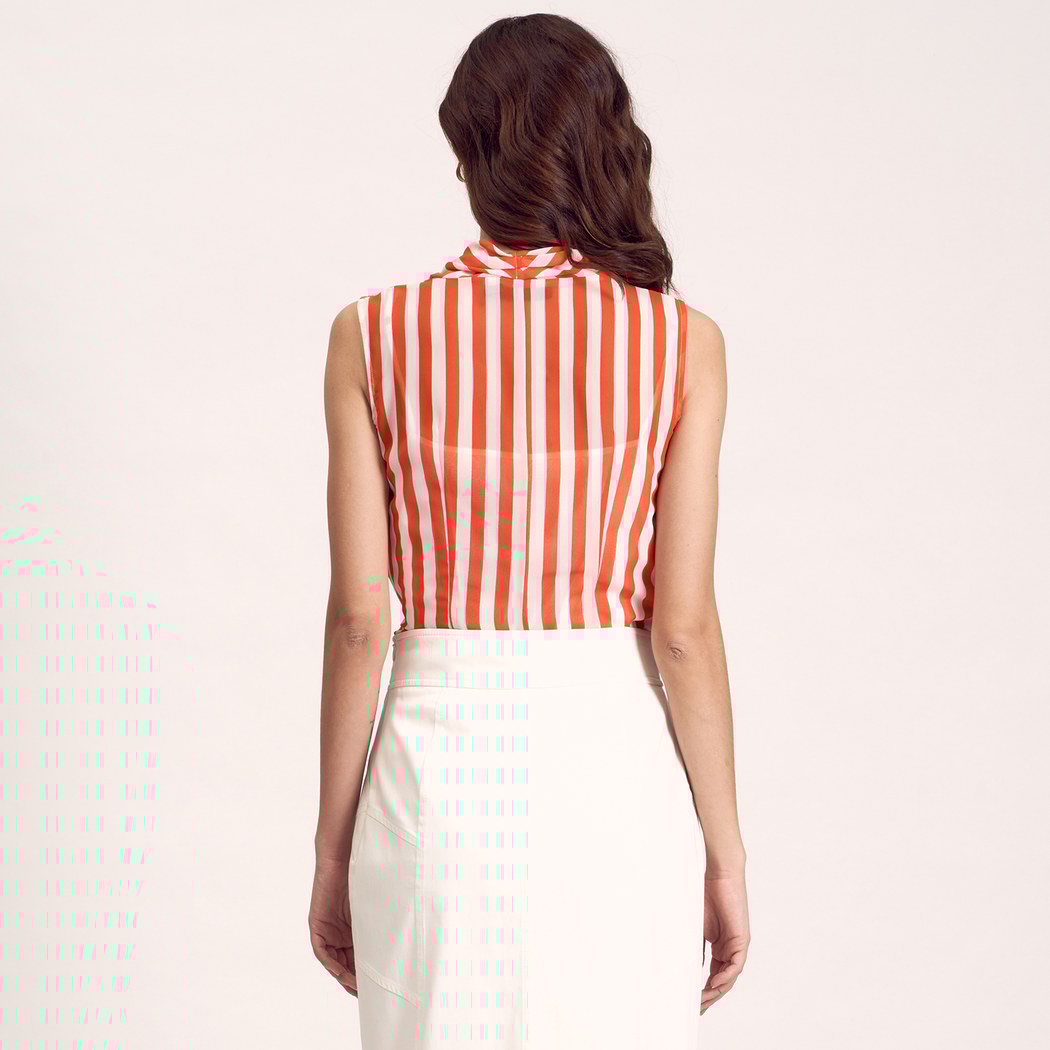 Turuncu Çizgili Kadın Bluz