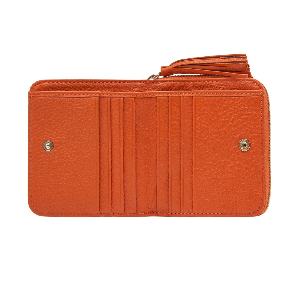Turuncu D Logolu Kadın Deri Cüzdan