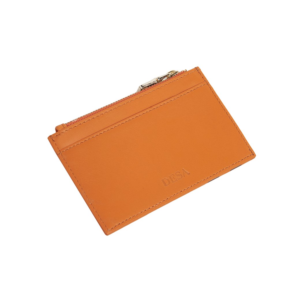 Turuncu Fermuarlı Deri Kartlık