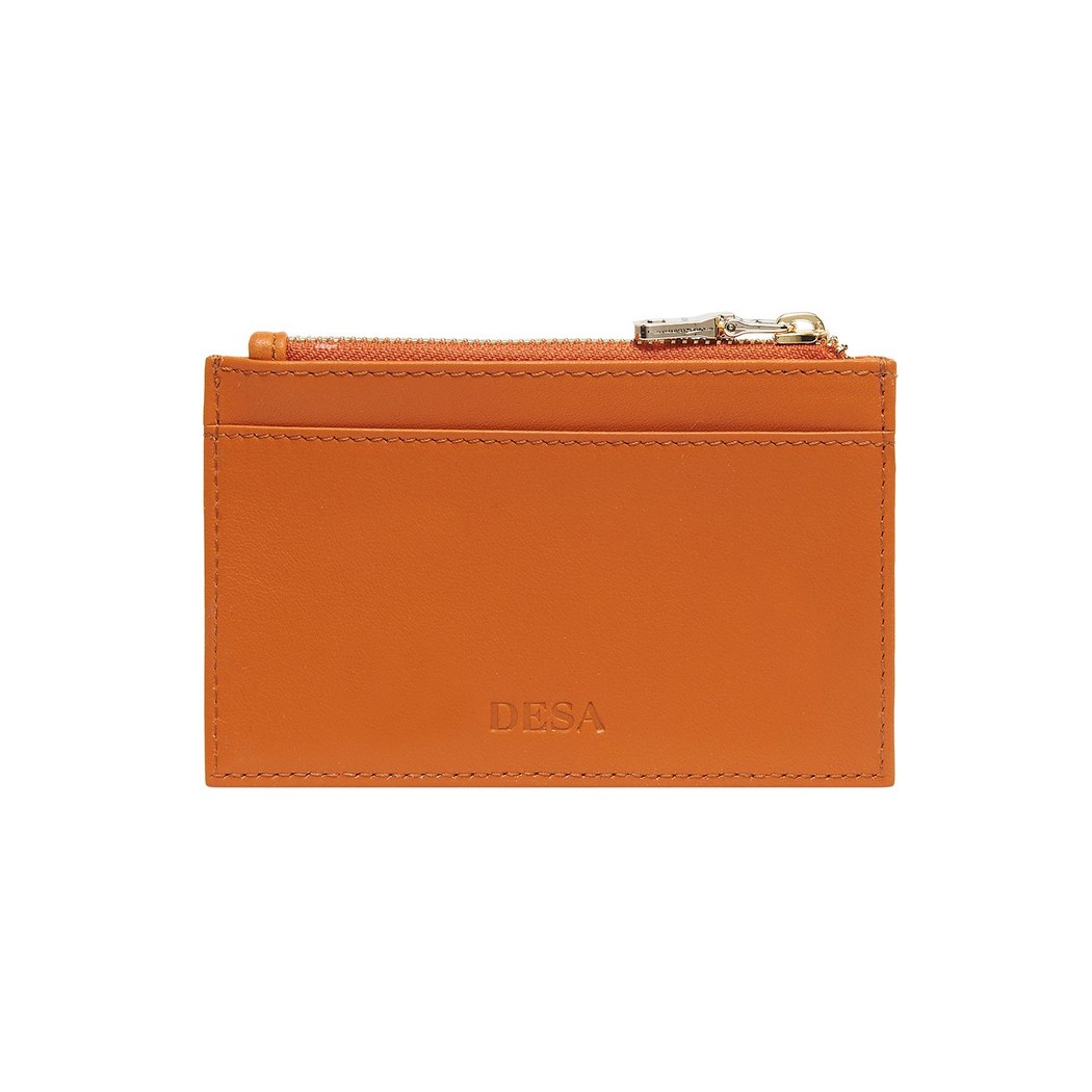 Turuncu Fermuarlı Deri Kartlık