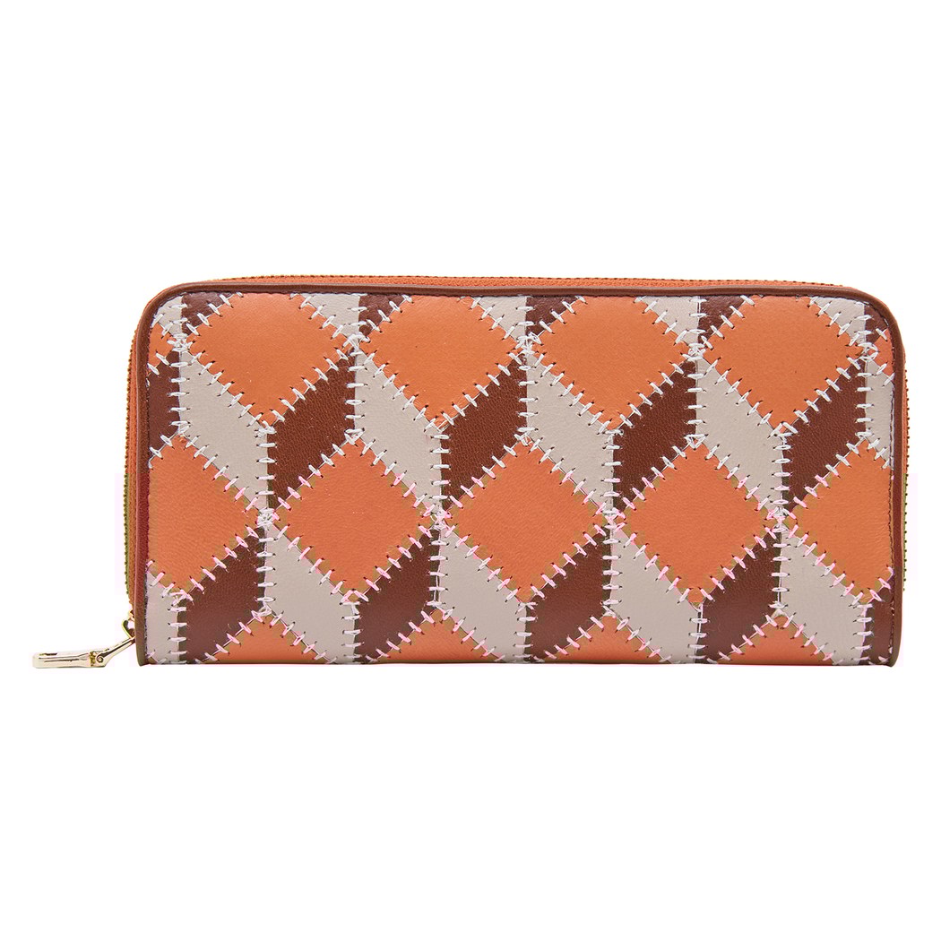 Turuncu Venny Patchwork Deri Cüzdan