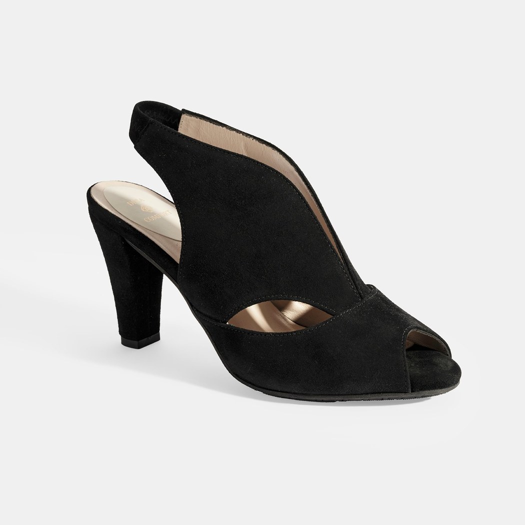 Ursula Siyah Kadın Topuklu DesaComfort Süet Sandalet