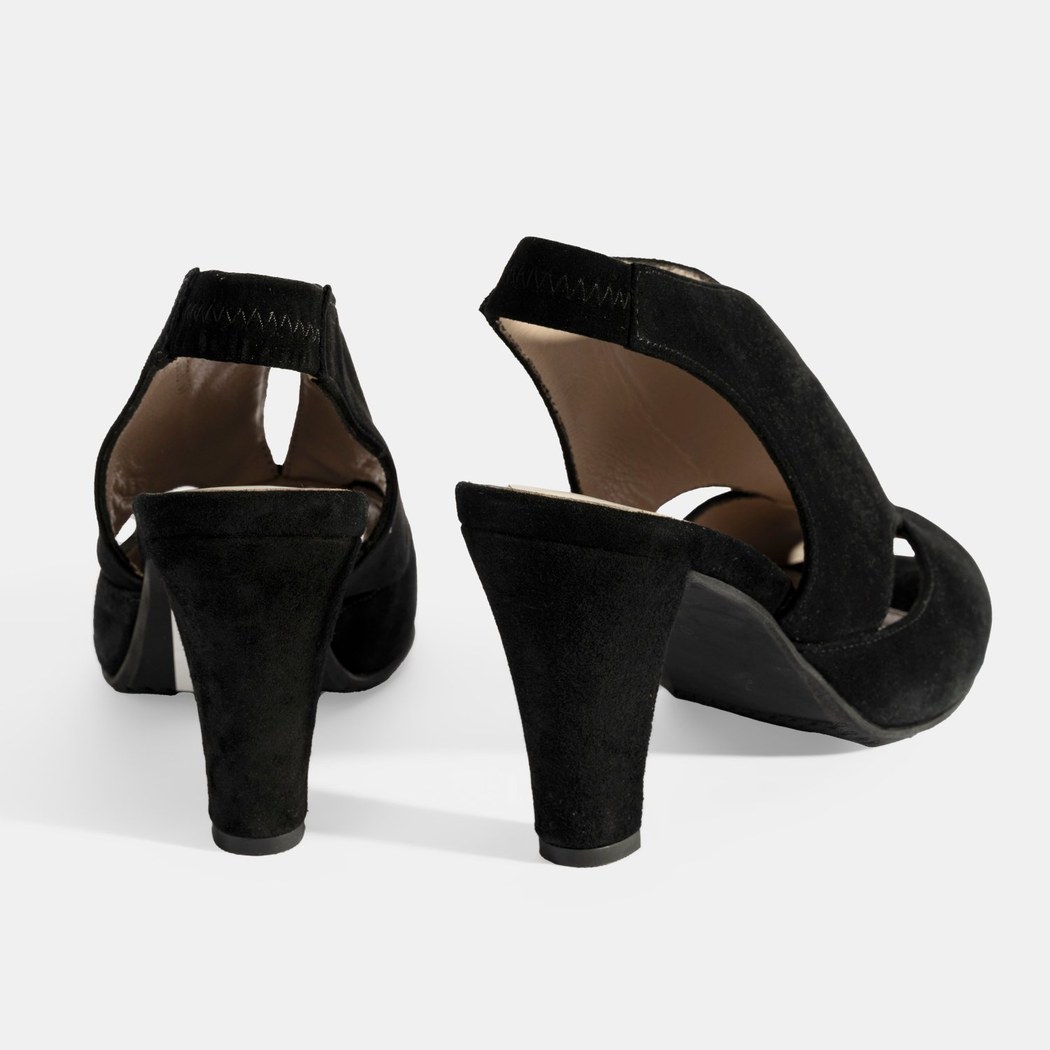 Ursula Siyah Kadın Topuklu DesaComfort Süet Sandalet