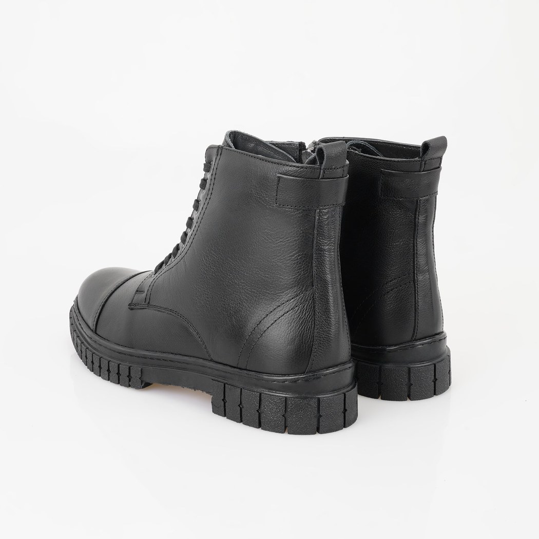 Valentin Siyah Erkek Fermuarlı Deri Bot