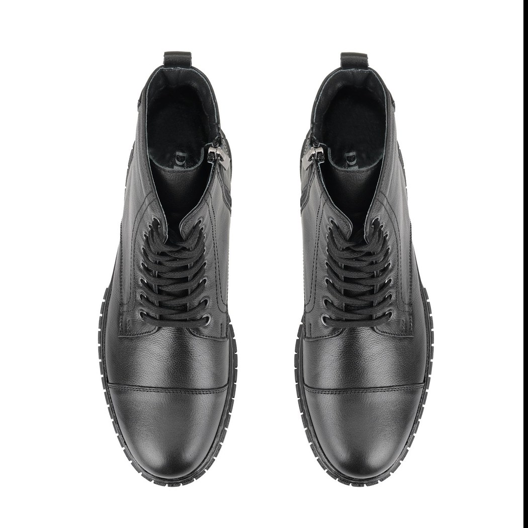 Valentin Siyah Erkek Fermuarlı Deri Bot