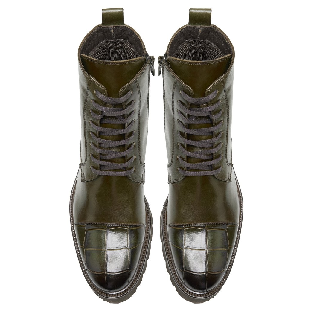 Vena Haki Erkek Kroko Baskılı Deri Bot