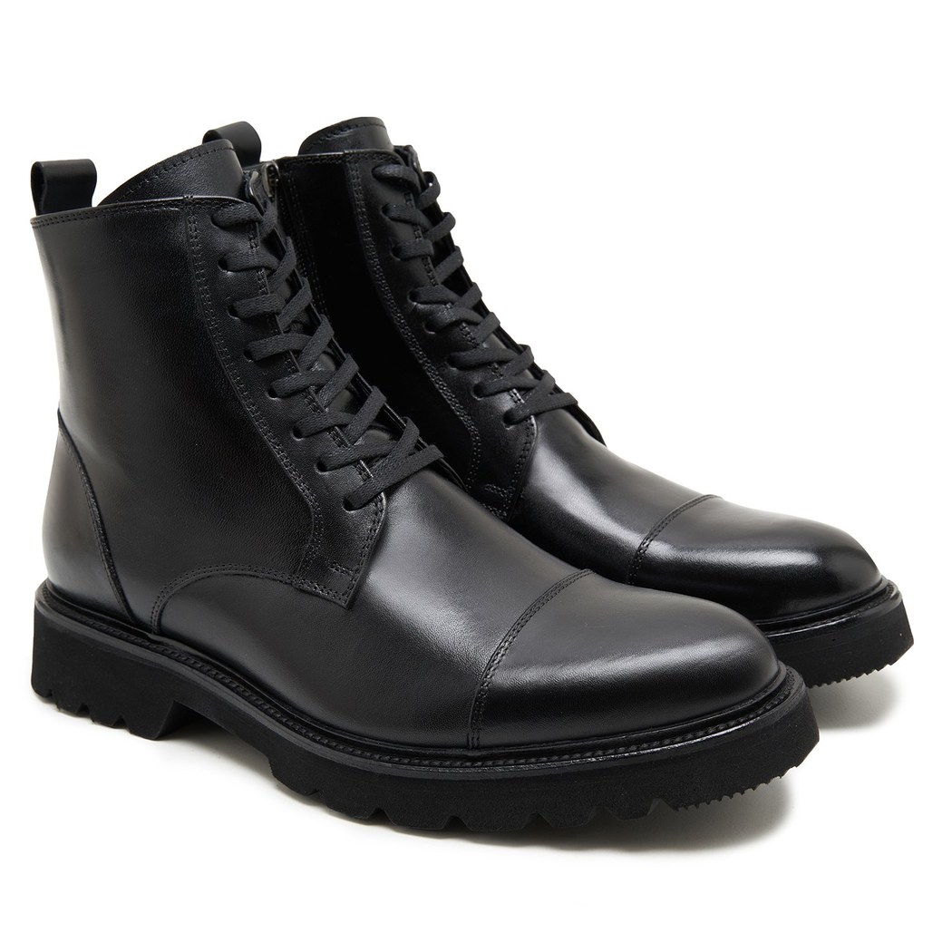 Vena Siyah Erkek Deri Bot