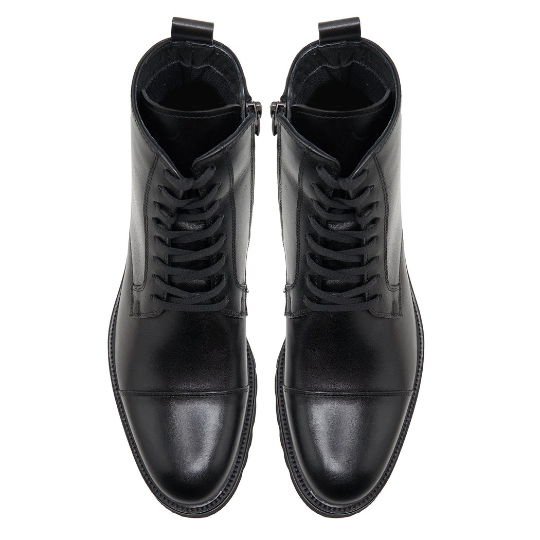 Vena Siyah Erkek Deri Bot