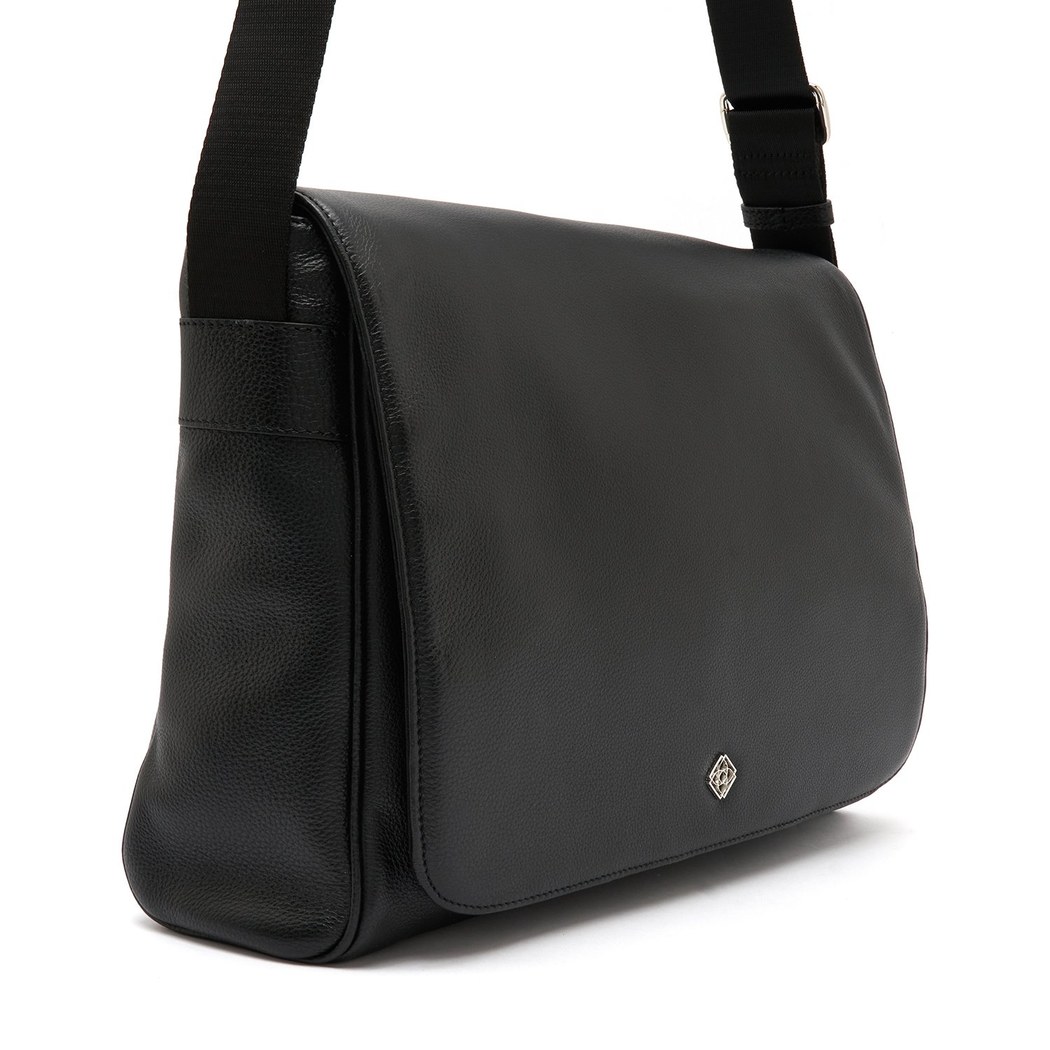 Verena Siyah Erkek Deri Postacı Çantası