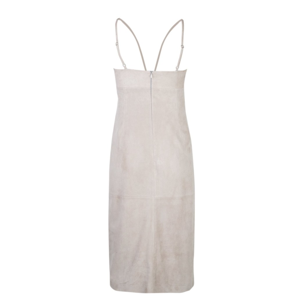 Verona Bej Kadın Nakışlı Süet Deri Elbise