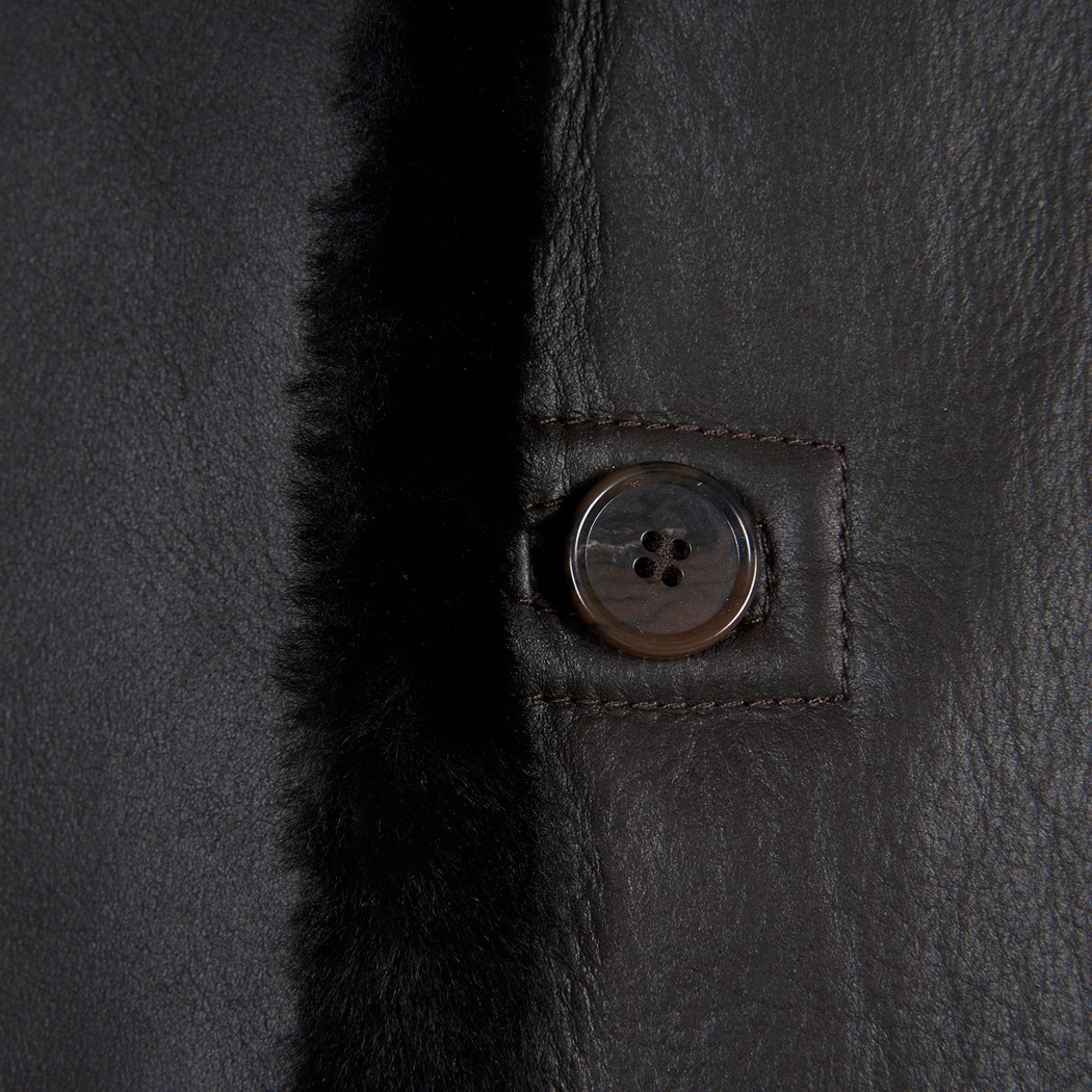 Viony Koyu Kahve Erkek Kürk Ceket