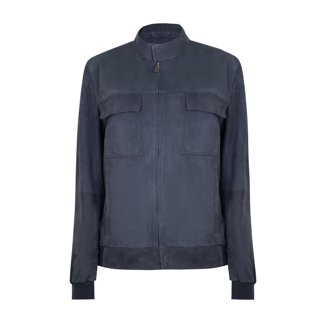 Vitale Gri Erkek Süet Deri Bomber Ceket