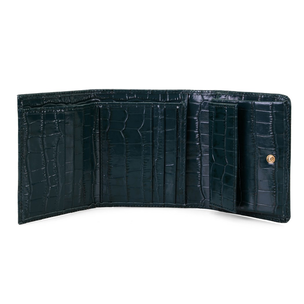 Vivian Yeşil Kadın Kroko Baskılı Deri Cüzdan