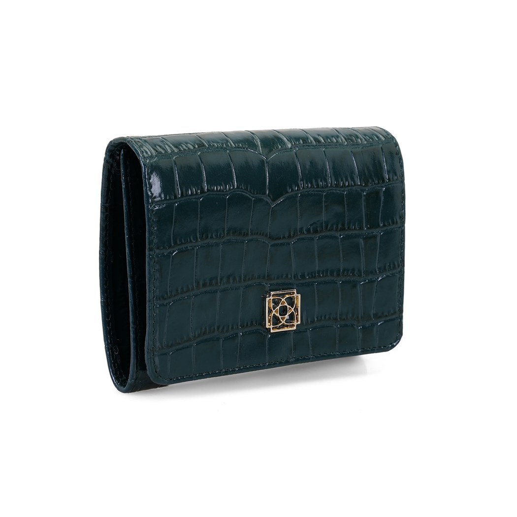 Vivian Yeşil Kadın Kroko Baskılı Deri Cüzdan
