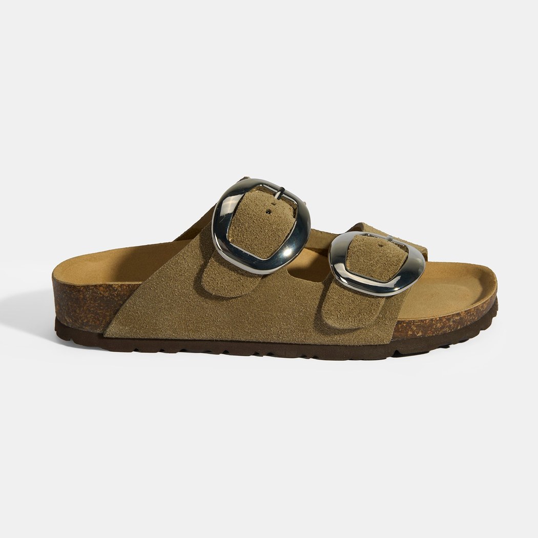 Vizon Kadın Toka Detaylı Süet Terlik