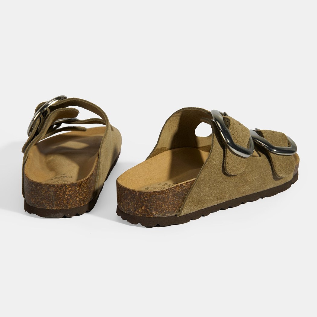 Vizon Kadın Toka Detaylı Süet Terlik