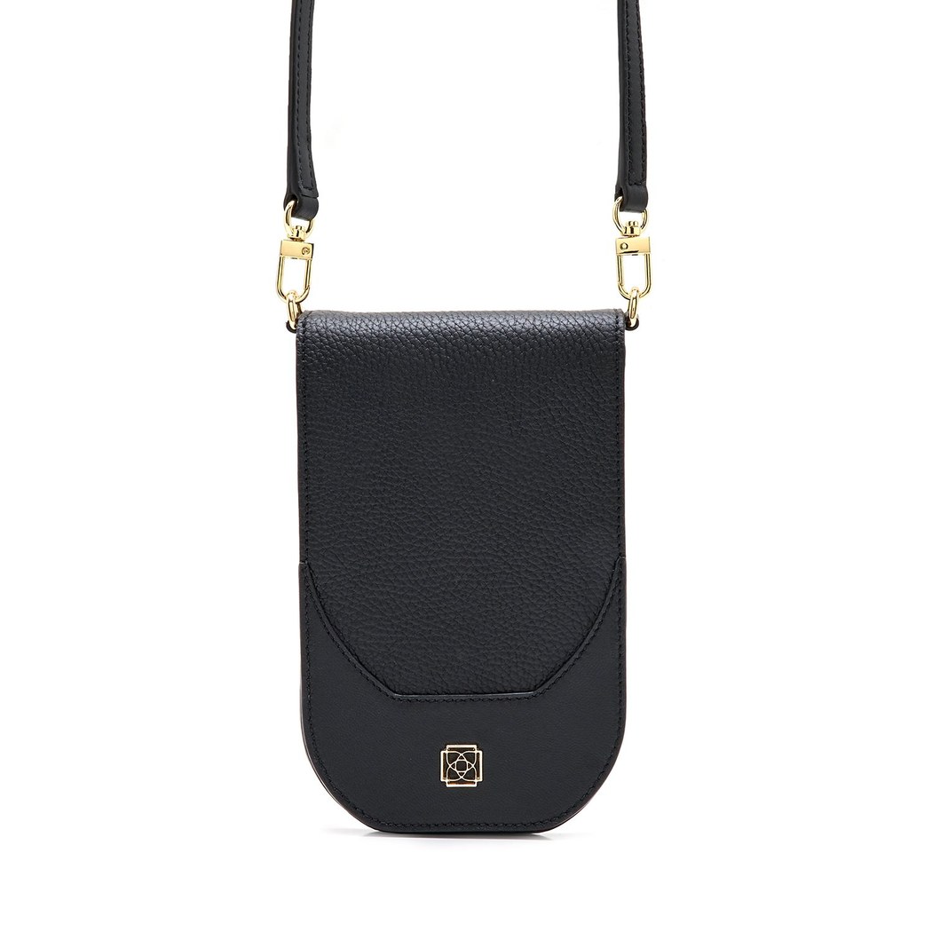 Woundy Siyah Kadın Deri Telefon Çantası 