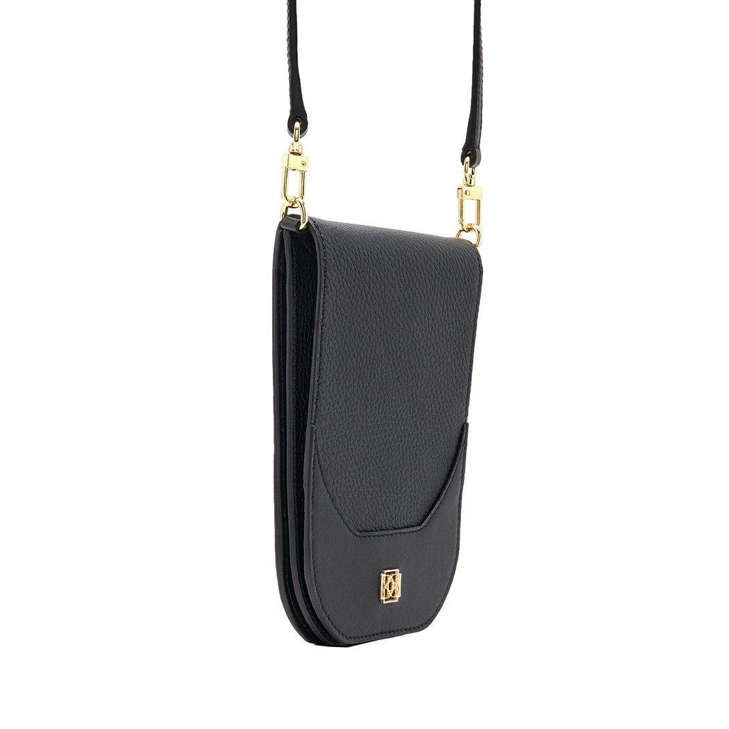 Woundy Siyah Kadın Deri Telefon Çantası 