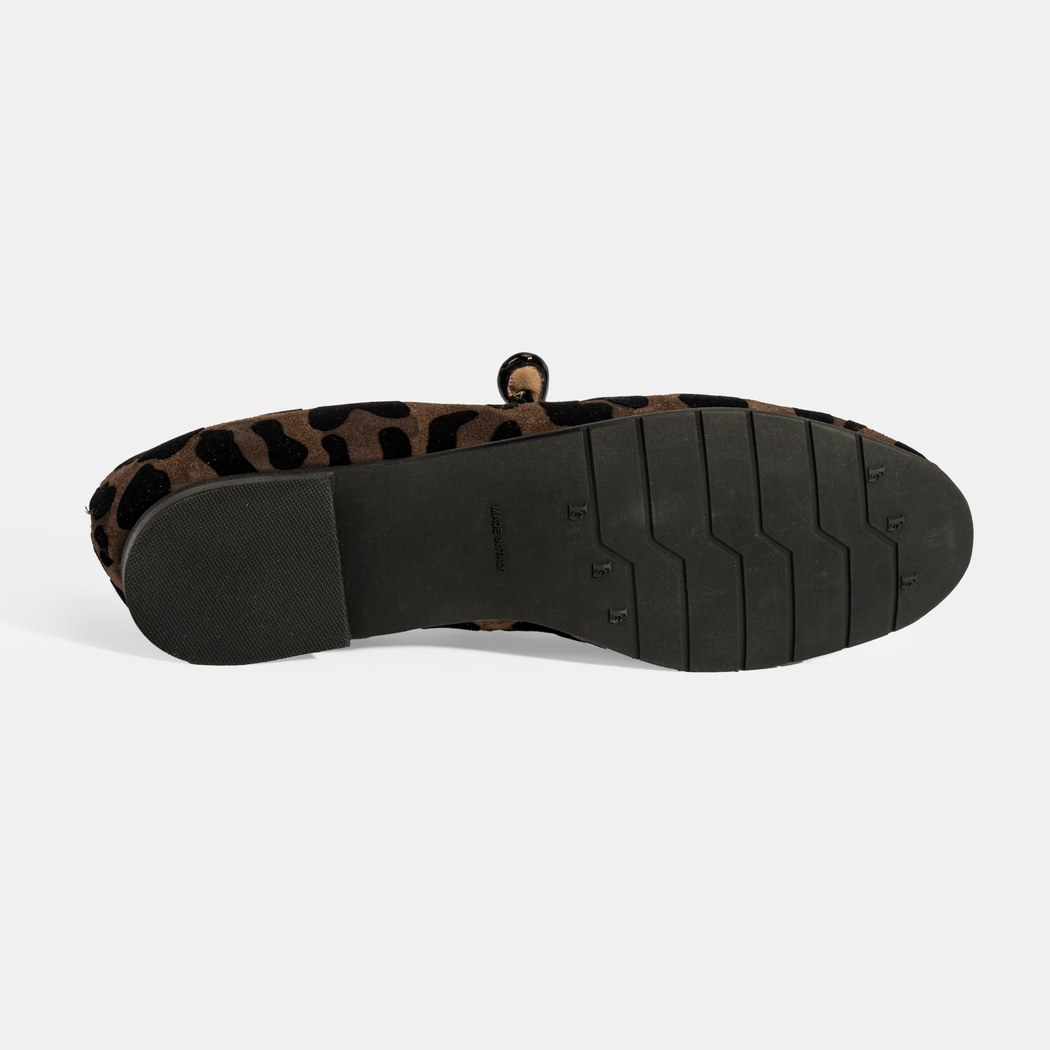 XXX Luca Grossi Kadın Kahve Leopar Mary Jane Süet Babet