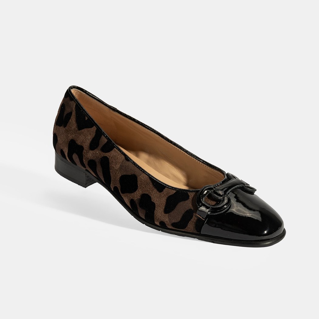 XXX Luca Grossi Kadın Kahve Leopar Toka Detaylı Süet Babet