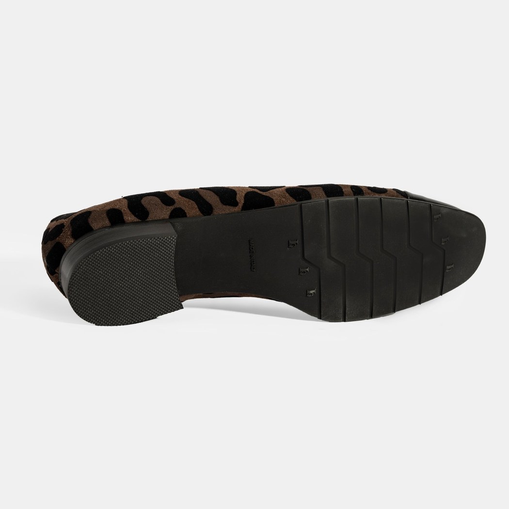 XXX Luca Grossi Kadın Kahve Leopar Toka Detaylı Süet Babet