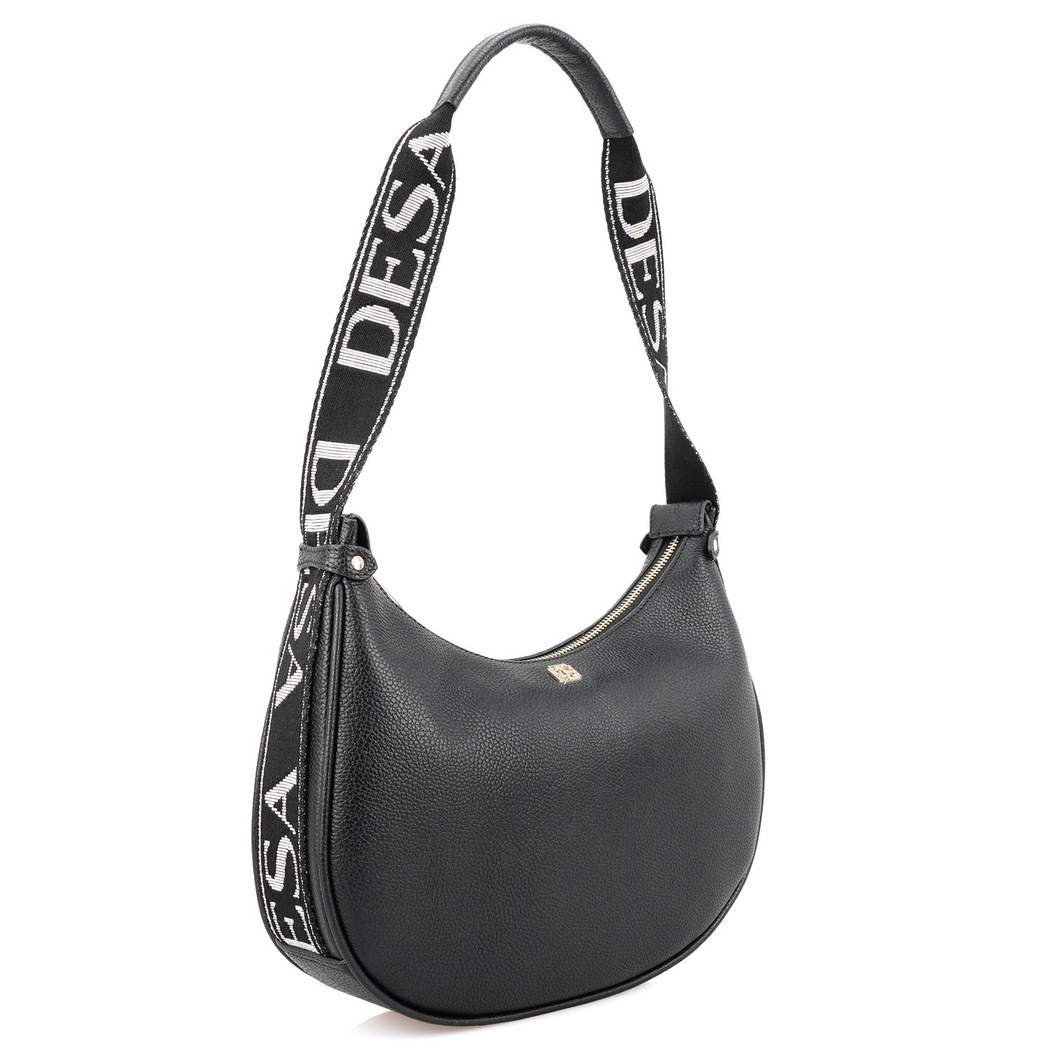 xxx Petunie Siyah Kadın Desa Logo Askılı Deri Omuz Çantası