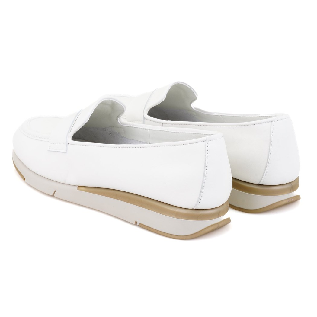 XXXAbril Beyaz Kadın DesaComfort Deri Loafer