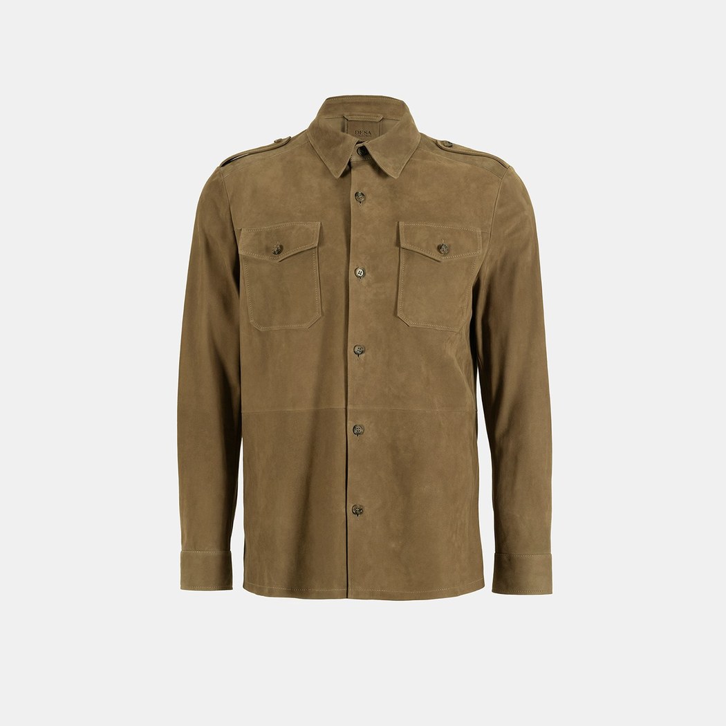 XXXAmadeo Yeşil Erkek Süet Deri Gömlek