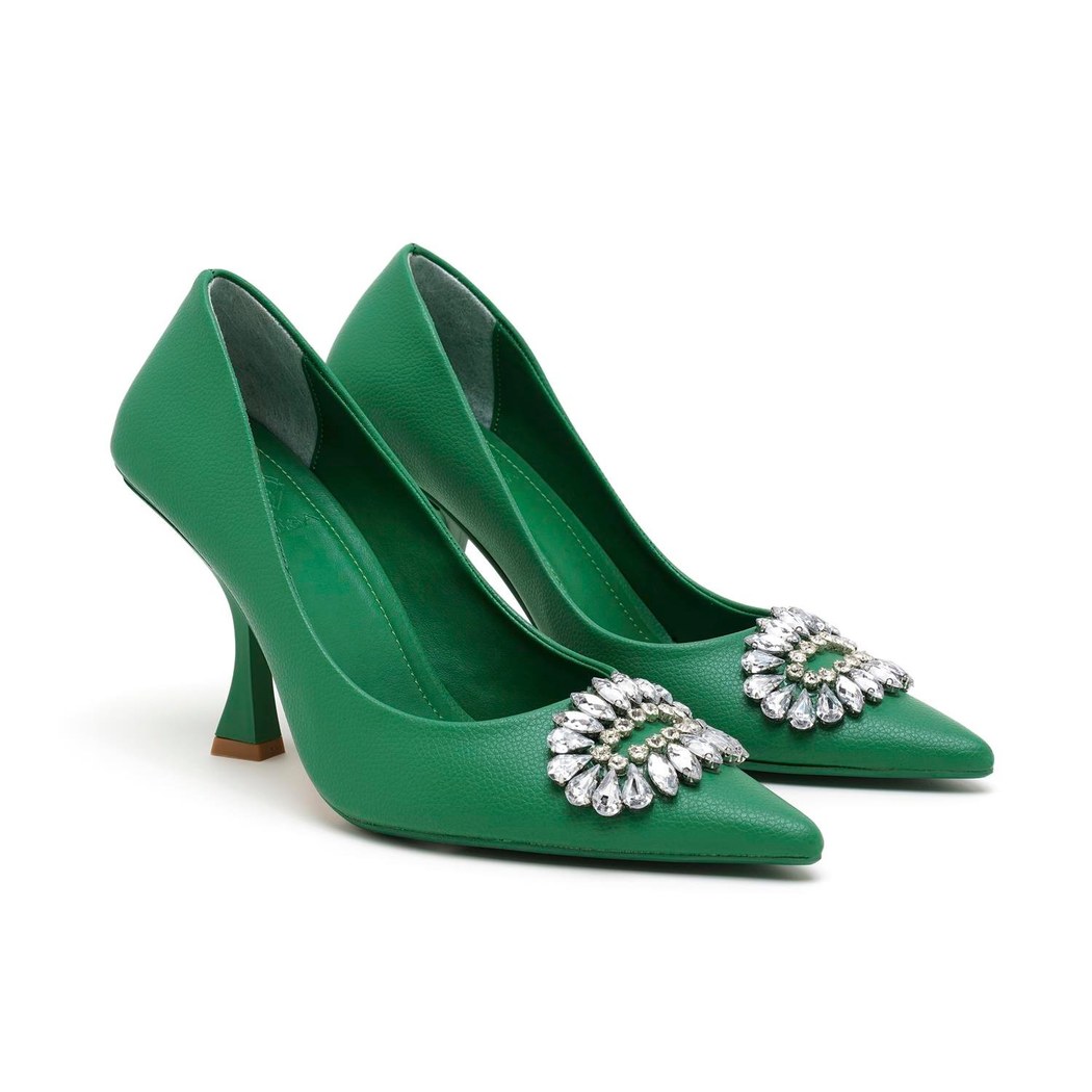 XXXBurke Yeşil Kadın Taşlı Abiye Stiletto