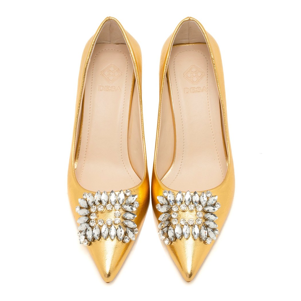 XXXEgzon Gold Kadın Taşlı Stiletto