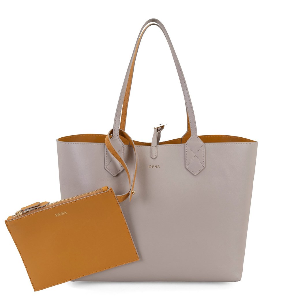 XXXEmely Bej Kadın Çift Taraflı Deri Omuz Çantası