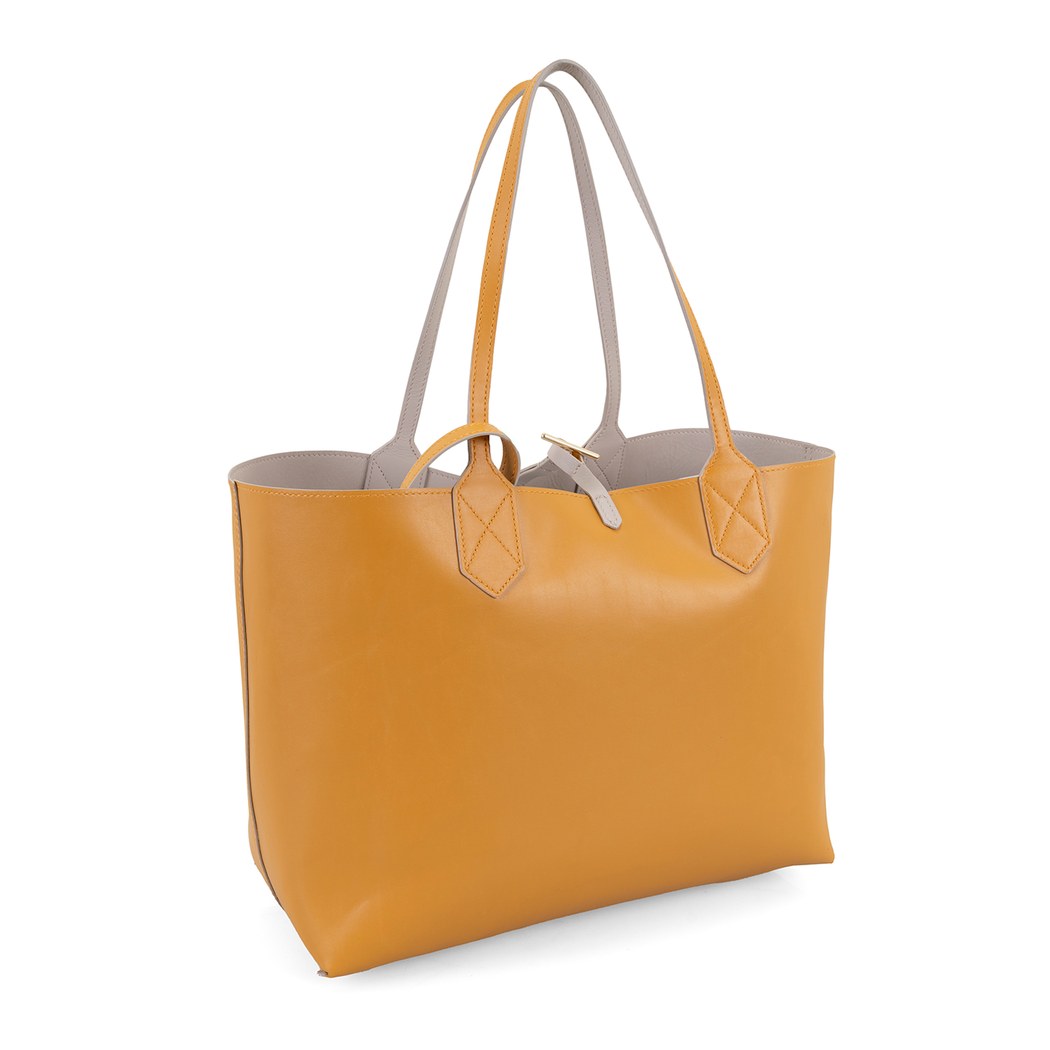 XXXEmely Bej Kadın Çift Taraflı Deri Omuz Çantası